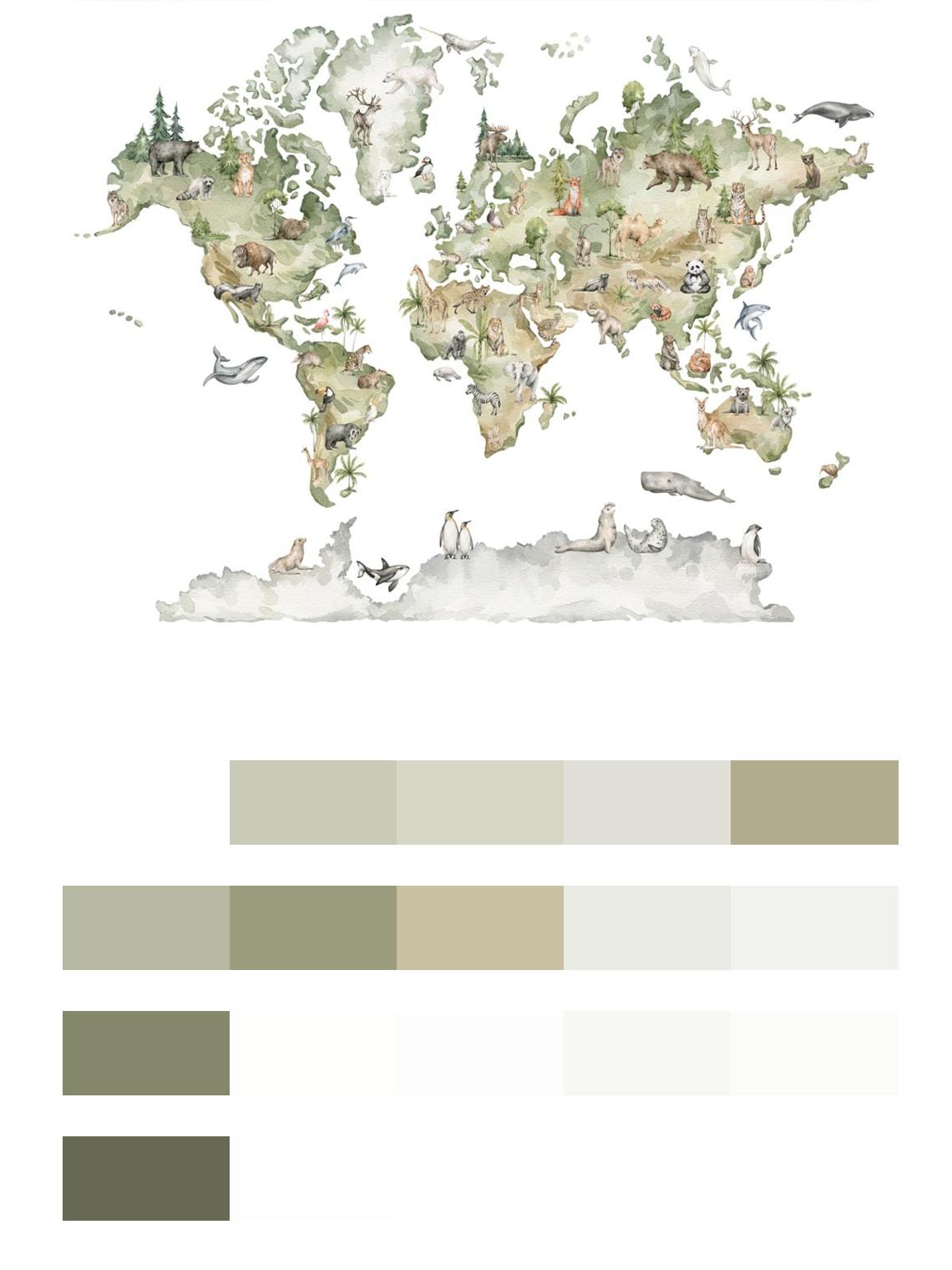 Животные на карте мира цвета