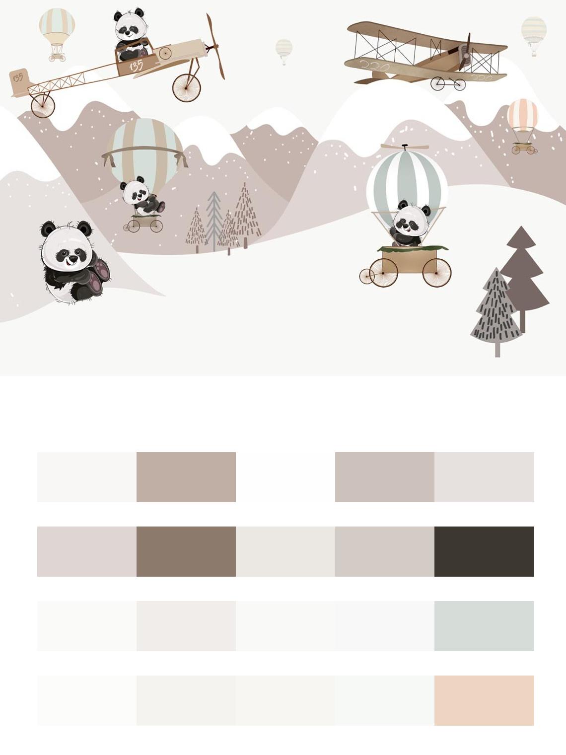 Панды в горах цвета